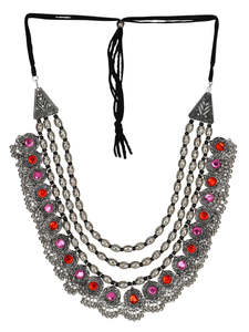 Best Selling High Quality High Grade Oxidised Silver Glamour Multilayer Statement Necklace & <b>Earring</b> <b>Set</b> for Modern Fashion - Product Image 3