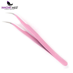 2 pièces Pince à épiler droite rose en acier inoxydable de haute qualité Outil d'extension de cils de formes différentes - Product Image 4