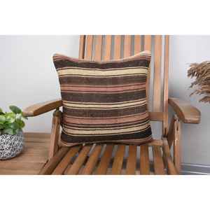 Brown Wool Kilim Pillow 18x18 Inch Luxury <b>Fluffy</b> Patterned Cushion Woven Vintage Square Print Feather for <b>Bedding</b> Christmas - Product Image 1