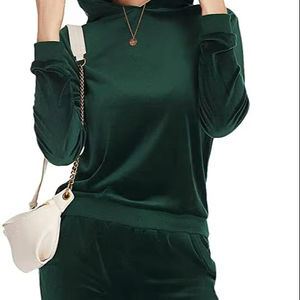 Autumn 2 Piece Velour <b>Set</b> Crop Top Velvet <b>pink</b> Hoodie Two Piece Pants Jogging <b>Set</b> Velour <b>Tracksuit</b> for Women Hoodie Track Suit - Product Image 1