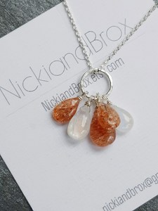 Piedra lunar Sunstone collar joyería de plata esterlina Collar de plata colgante de múltiples piedras preciosas regalo para ella - Product Image 4