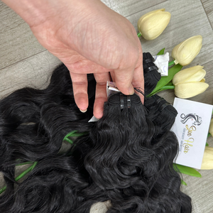 Sun Hair Company, mèches de cheveux bouclés russes personnalisées, couleur noire naturelle, extensions de cheveux humains vierges vietnamiens, boules de cheveux, perruques - Product Image 6