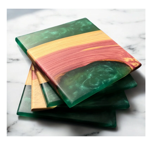 Posavasos de madera de resina epoxi, posavasos de resina de madera de Color con forma de tamaño personalizado más vendidos, artesanías al mejor precio - Product Image 2