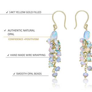 Pendientes de gota de racimo de ópalo blanco de Plata de Ley 925 para mujer, joyería de fiesta de piedra natal para aniversario y regalo de compromiso - Product Image 4