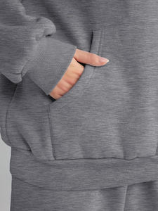 Chándal de mujer de lana tecnológica de algodón 100% personalizado de calidad superior chándal de dos piezas de gran tamaño liso para mujer - Product Image 5