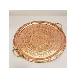 Vaisselle faite à la main de haute qualité plateau en cuivre rectangulaire avec poignée pour accessoires de barre plateau en cuivre - Product Image 2