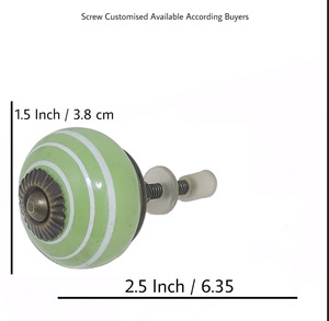 Bandes blanches en gros et boutons en céramique vert forêt poignées de porte en métal et de tiroir pour cuisine et chambre à coucher-CK 558 - Product Image 3