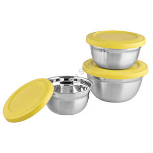 Aldi Premium Stainless Steel Large Mixing <b>Bowl</b> Sky Blue Plastic Lid Elegant Design Soup Rice Disposable <b>Silicone</b> Holidays - Product Image 1