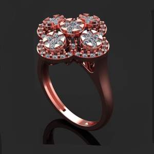 Bague en or rose 14 carats avec diamant vintage pour mariage, fiançailles, anniversaire ou fête, bagues avec pierres précieuses - Product Image 2