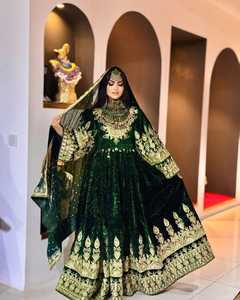 ชุดเดรส Afghani สไตล์วินเทจของผู้หญิงชุดเดรสลูกไม้หลายแผงระบายอากาศยาวกระโปรงบานกระดุมธรรมชาติ - Product Image 4