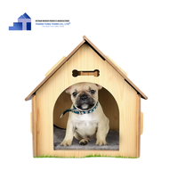 Maison pour animaux de compagnie en bois avec station d'alimentation et rangement, abri extérieur moderne et écologique pour chiens de taille moyenne, fabriqué au Vietnam