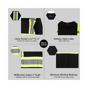 Chemise à manches longues de sécurité haute visibilité poche poitrine avant tissu respirant à séchage rapide Logo personnalisé T-shirt de travail T-shirt de sécurité réfléchissant - Product Image 4