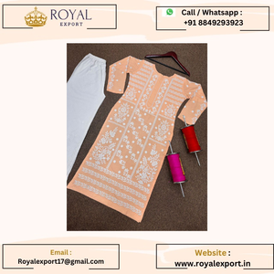 Fantasía de algodón de rayón pesado con hermoso trabajo de hilo de bordar manga completa con traje de bordado - Product Image 6