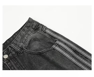 Combinaison pour homme personnalisée, style rétro, patch étoile, tricotée, taille mi-haute, jambe large, style hip-hop, design classique, nouveau style américain, grande taille - Product Image 3