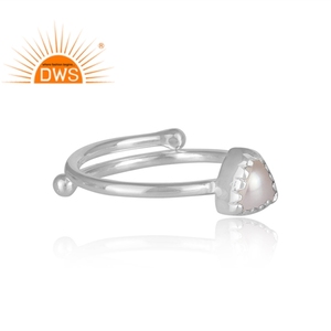 แหวนเงินแท้ 925 ประดับมุกธรรมชาติ ดีไซน์ล่าสุด ทำมือ ปรับขนาดได้ จากผู้ผลิตเครื่องประดับ - Product Image 3