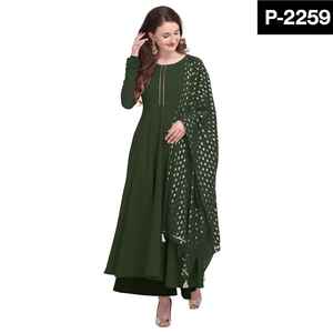 Conjunto de Kurtis Estilo Anarkali de Material Crepé Listo para Usar, Étnico Indio, con Parte Inferior y Dupatta, para Uso Casual y Festivo - Product Image 4