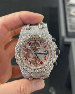 Montre pour homme en moissanite VVS bicolore, diamant brillant, collection hip-hop, mouvement mécanique ETA, acier inoxydable, verre, silicone - Product Image 1