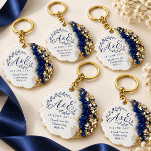 Llavero de Resina Epoxi con Lámina Dorada Personalizada, Recuerdos de Boda, Iniciales de Pareja, Fecha, Regalo de Agradecimiento, Recuerdos para Eventos y Fiestas - Product Image 4