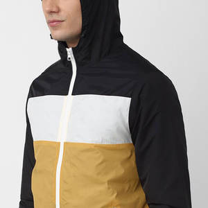 Col à capuche fermeture éclair couleur bloqué hommes vestes à la mode motif personnalisé couleur bloqué hommes vestes - Product Image 5