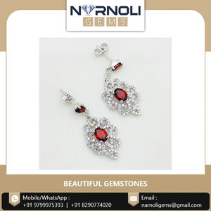 Pendientes de Plata de Ley 925 de la mejor calidad tachonados con granate y circonita disponibles en tamaño personalizado - Product Image 2