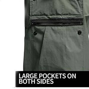 Pantalon décontracté respirant à taille haute pour homme Salopette multi-poches Fermeture éclair Street Trend Loose Baggy Stretchy Wide Leg Plus Size - Product Image 4