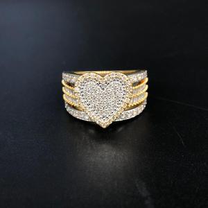 แหวนเพชรเม็ดเล็กสีทอง14K ที่ดูหรูหราขอบเพชรใสวงแหวนสวยงามหลายแถวน่ารักสไตล์ - Product Image 1