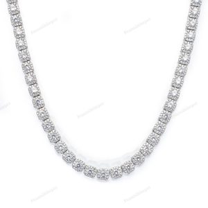 Collar de tenis de moissanita con corte de cojín, elegante cadena de plata de ley Unisex de lujo, Joyería de diamantes brillantes de alta calidad - Product Image 2