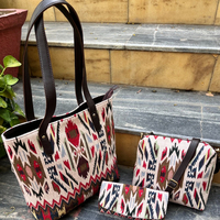 Tas Tote wanita Bohemian Aztec, tas jinjing cantik kapasitas besar merek mewah dengan dompet desainer Retro, tas bahu ritsleting