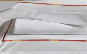 Wholesale Custom Cotton Satin <b>Bedding</b> <b>Sets</b> Embroidered Orange Line <b>Duvet</b> Cover Pillowcases Wearable for Home Hotel Wedding - Product Image 4