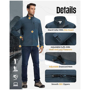 Wholesale <b>Fleece</b> <b>Lined</b> Men Softshell <b>Jackets</b> Custom Solid Colors Water-Resistant and Customized Sizes for Outdoor Wear - Product Image 5