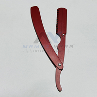 Porte-lame de rasoir pliant en acier inoxydable rouge avec verrou pivotant, design unique, pour rasoir droit de barbier, pour hommes, approvisionnement direct usine