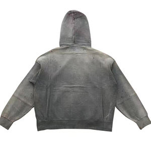 Sudaderas con capucha desgastadas de peso pesado de algodón de rizo francés de gran tamaño Hip Hop personalizado lavado con ácido sudaderas con capucha desgastadas - Product Image 2