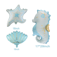 Ensemble de ballons en aluminium sous-marins : Hippocampe, Coquille de tortue, Étoile de mer, Ballons en forme de cœur, Décorations pour fête d'anniversaire sirène et baby shower