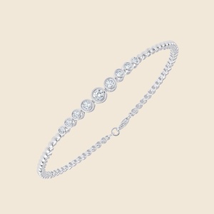 Pulsera de Diamantes Cultivados en Laboratorio con Engaste de Media Corona, 0.54 Quilates, F+-VS, Fabricada en Oro Sólido de 14K, Producto Genuino - Product Image 2