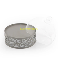 Support à gâteau en métal avec dôme décoratif en calligraphie arabe, plateau de service élégant pour desserts, résistant à la chaleur, cadeau pour le Ramadan et l'Aïd