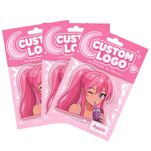 <span class=keywords><strong>D</strong></span>ésodorisant de voiture anime personnalisé en forme de fille mignonne rose, feuille parfumée suspendue pour <span class=keywords><strong>d</strong></span>écoration de voiture, cadeaux promotionnels en gros - Product Image 1
