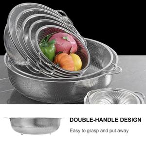 Double Handle Stainless Steel <b>Drain</b> <b>Basket</b> for Fruits Vegetables & Food Storage - Product Image 4