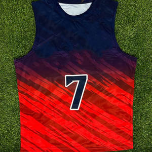 Ensemble d'uniformes de football américain 7 contre 7 personnalisés, 100 % polyester imprimé, grande taille, respirant, sans manches, nouveau design - Product Image 6