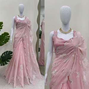 Festive Ready Premium Zimmy Saree con hilo intrincado y detalle de lentejuelas con bordado de hilo - Product Image 1