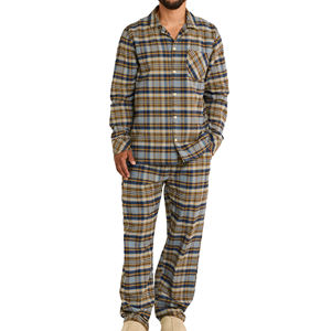 Ensemble de pyjama deux pièces en soie/coton thermique pour homme, vêtements de nuit personnalisés - Product Image 6