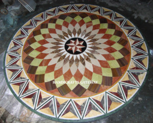 Excellent Handmade <b>White</b> Marble Flower Inlay Design <b>Round</b> Shape Dinning <b>Table</b> Top for Home and Hotel Decorative <b>Table</b> Best Price - Product Image 1