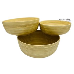 Durable round <b>Bamboo</b> Serving <b>Bowls</b> with Utensils Disposable Kitchenware in Excellent Condition - Product Image 2