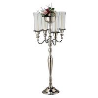 Candélabre de luxe moderne à 5 bras, en verre noir métallisé décoré, style art unique, avec bougeoirs, pour centre de table de mariage