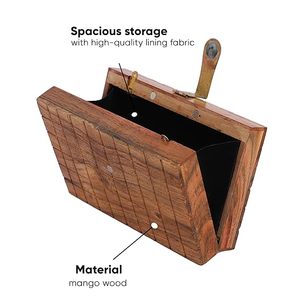 Bolso de mano de madera natural hecho a mano para mujer, bolso de mano de madera de diseño con cadena larga para mujer, bolso de noche a bajo costo - Product Image 4