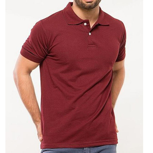 เสื้อโปโลผู้ชายสีพื้น ผ้าคอตตอนปิเก้ แขนสั้น สวมใส่สบาย ระบายอากาศได้ดี ทรงปกติ สีแดง - Product Image 1