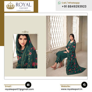 Fournisseur de vêtements ethniques indiens de vêtements de mariage et de fête Beau costume Salwar pakistanais en chinon pur avec broderie - Product Image 2