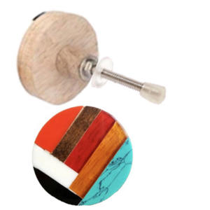 Boutons en bois de résine multicolores et poignée de traction pour la cuisine, la chambre et la salle de bain. - Product Image 2