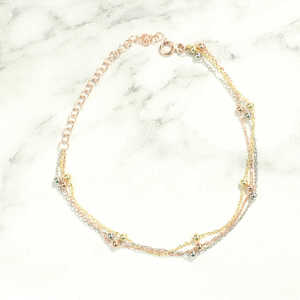 Pulsera de Plata de Ley 925 Chapada en Oro de 3 Colores con Perla de Agua Dulce y Cuentas con Forma de Corazón de Circonio, Material Principal: Oro - Product Image 3