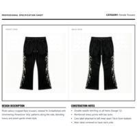 Pantalon évasé en velours épais pour femme, avec strass personnalisés, imprimé pailleté effet goutte latérale, respirant, taille haute, style streetwear