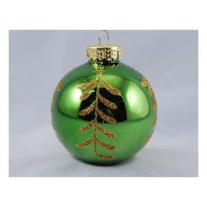Adorno de Plástico para Árbol de Navidad, Bola de 6cm en Verde y Dorado, Diseño de Santa Claus, TE191600, 1 Pieza - Product Image 2